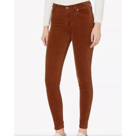 AG Adriano Goldschmeid The Farrah high rise jeans size 30 brown red preppy - Picture 2 of 16